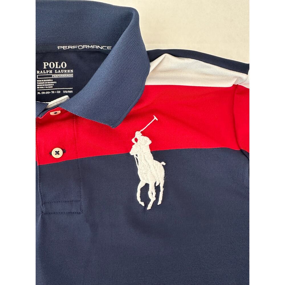 Polo Ralph Lauren Boys XL (18-20) Performance Color-Blocked Big Pony Polo - Picture 3 of 7